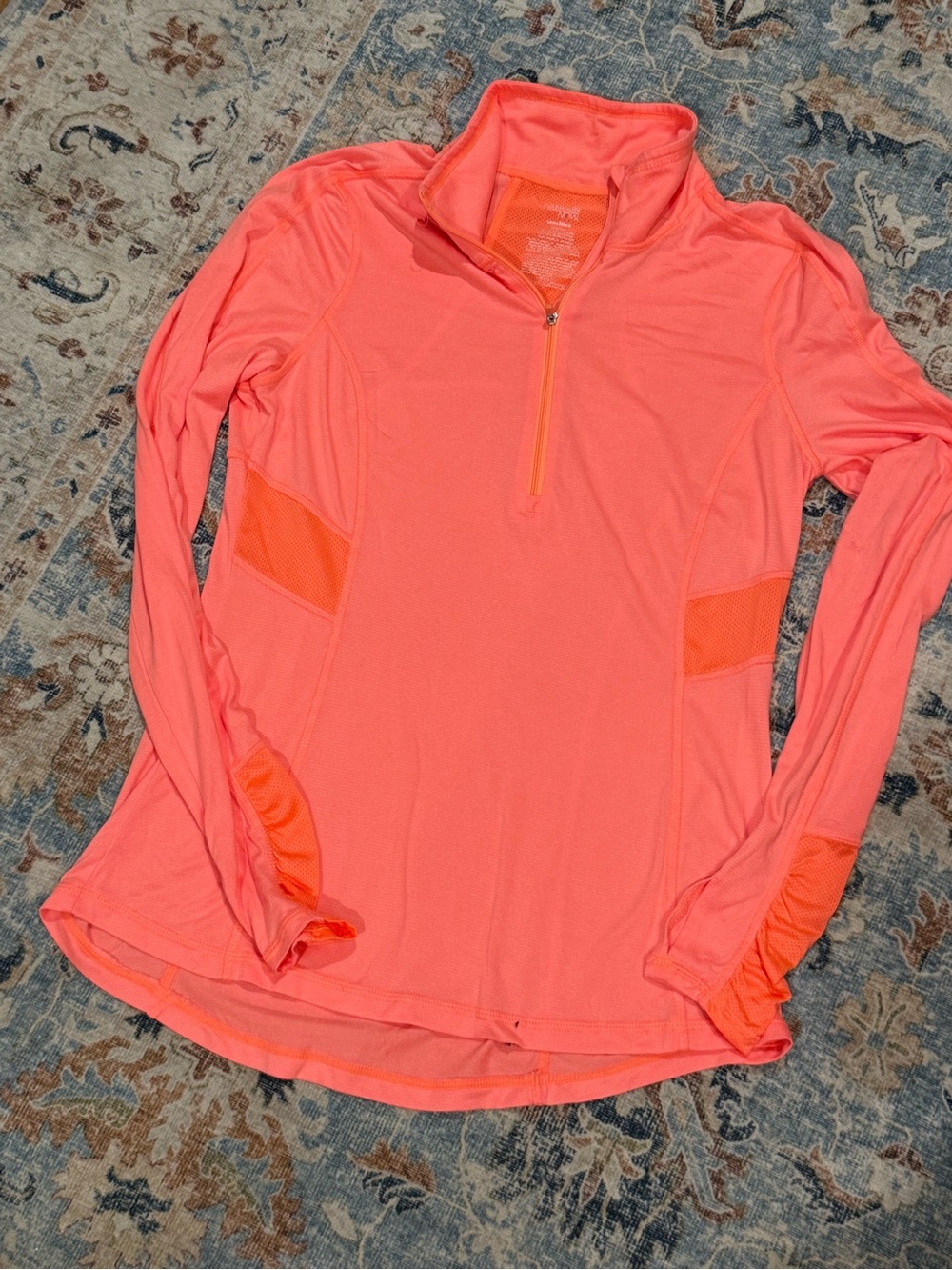 (4 for $20) DANSKIN Women’s Athletic Quarter-Zip Top - Bright Coral - M